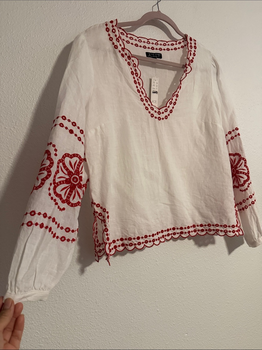 J.Crew Bungalow Embroidered Top In Linen - Picture 4 of 8